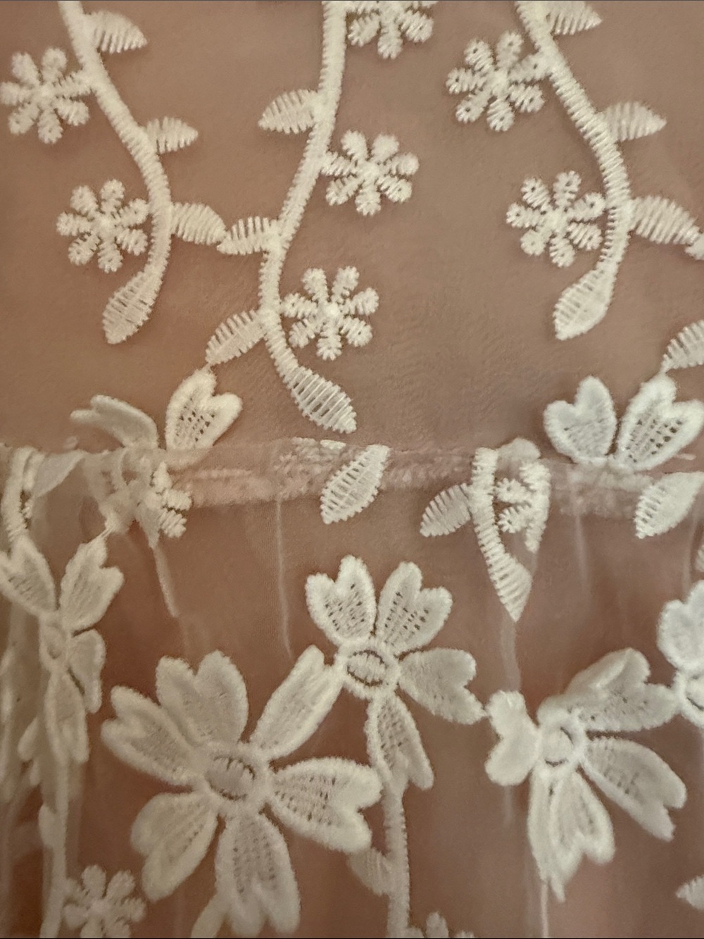 Blush Pink Slip Dress with White Floral Lace Overlay - Picture 8 of 9
